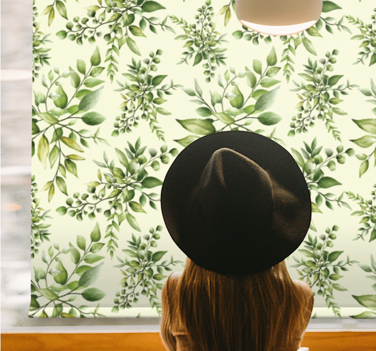 Lush Greenery Pattern flowers and plants roller blind - TenStickers