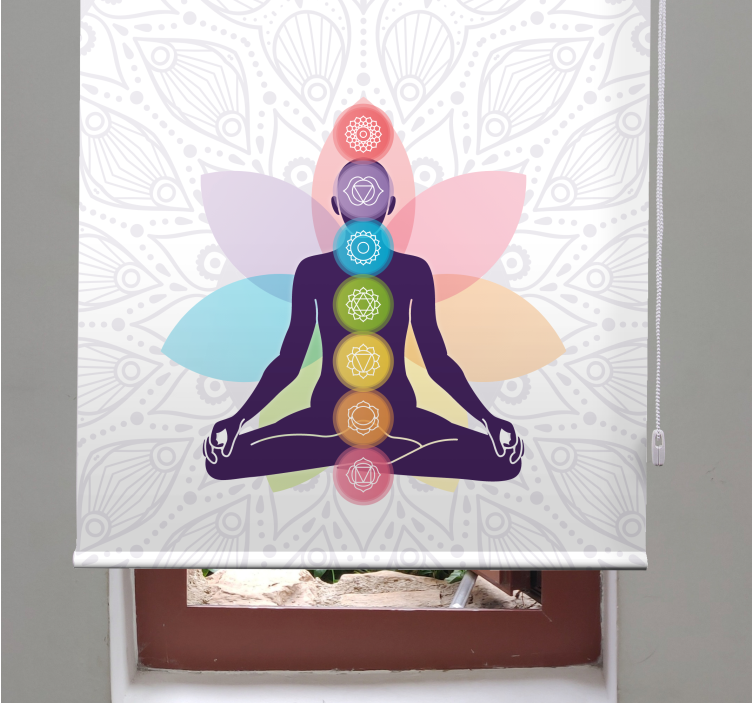 Meditating figure with chakras zen roller blind - TenStickers