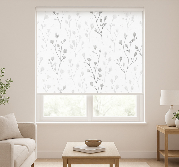 Minimalist botanical branches living room roller blind - TenStickers