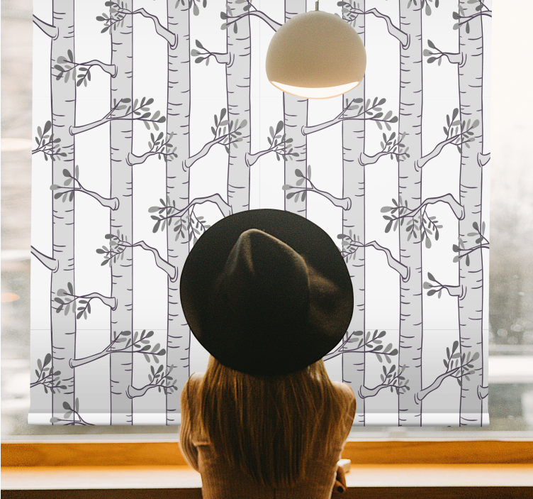 Minimalist grey pattern tree roller blind - TenStickers