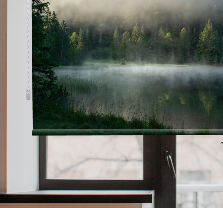 Misty Forest Reflection tree roller blind - TenStickers