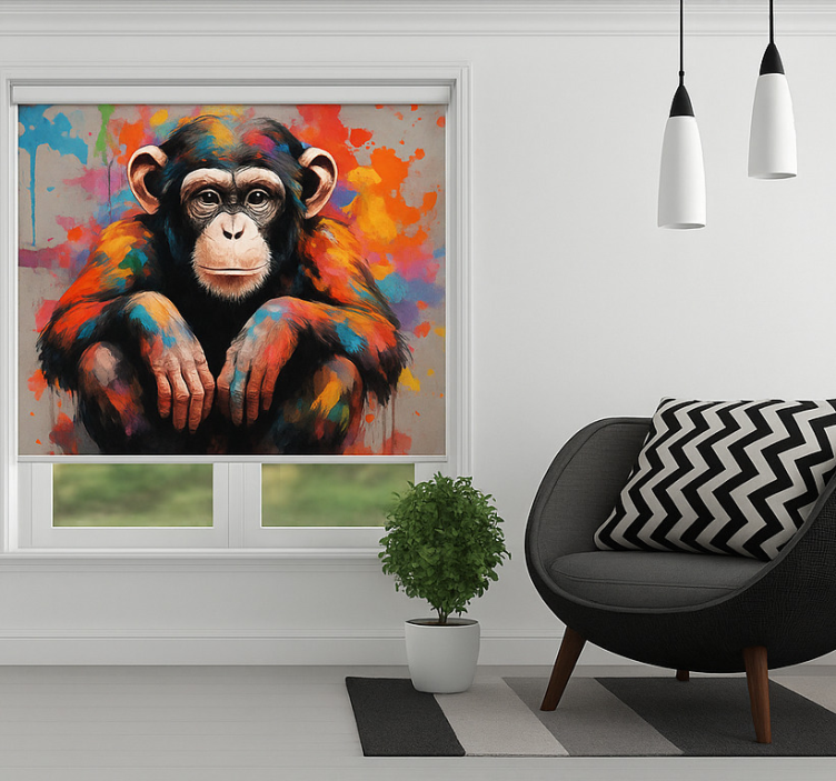 Monkey with colors teenage bedroom roller blind - TenStickers