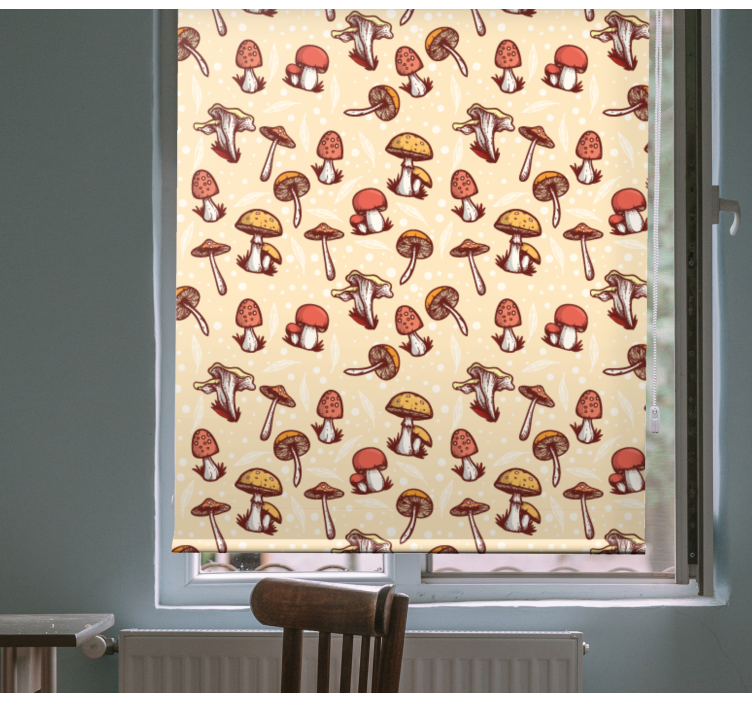 Mushroom forest pattern flowers and plants roller blind - TenStickers