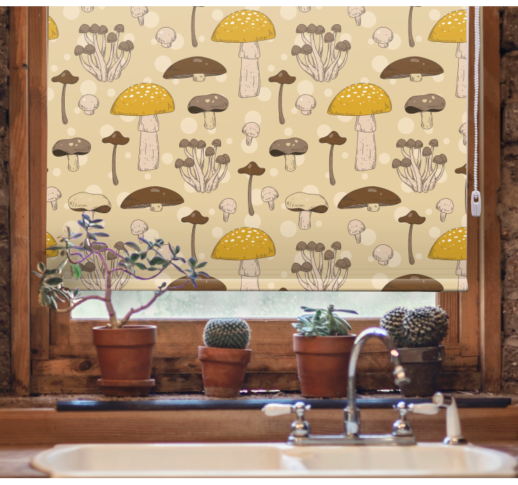 Mushroom Garden Pattern flowers and plants roller blind - TenStickers