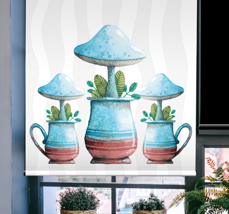 Mushroom Plant Pots flowers and plants roller blind - TenStickers