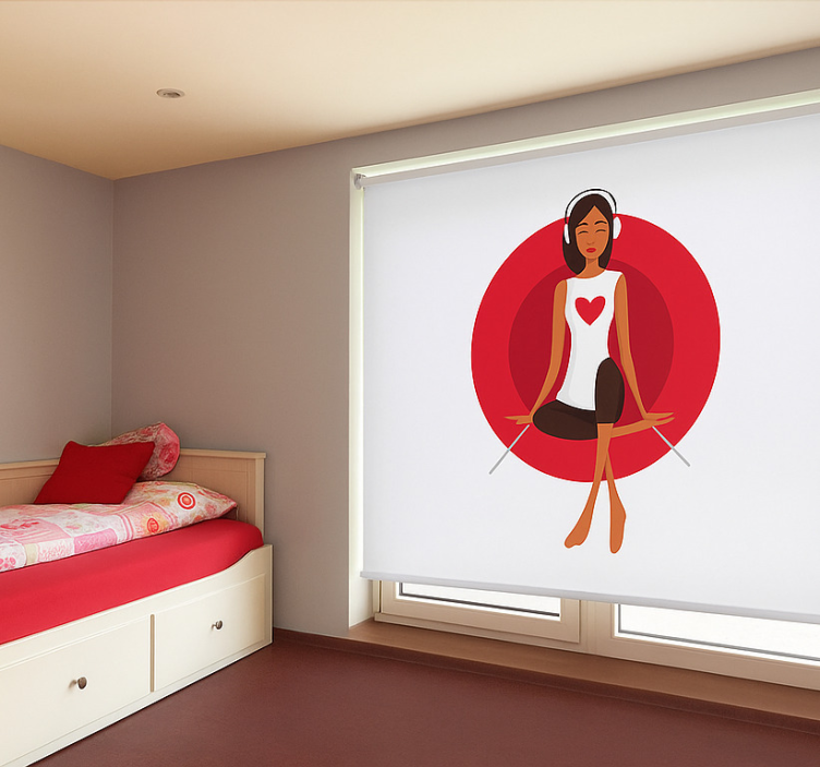 Girl listening to music teenage bedroom roller blind - TenStickers