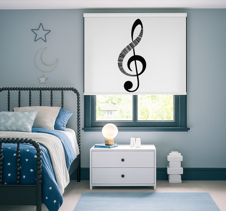 music note  teenage bedroom roller blind - TenStickers