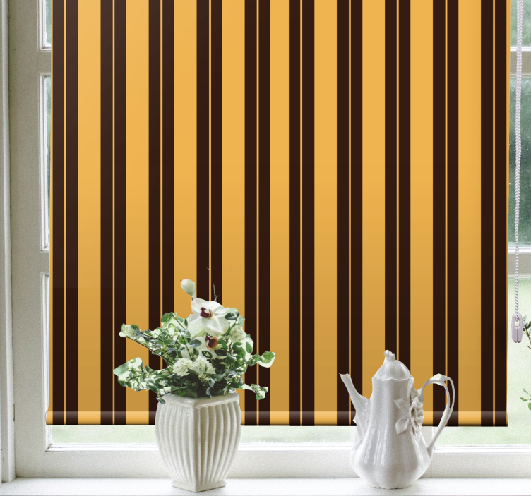 Mustard and black stripes elegant roller blind - TenStickers