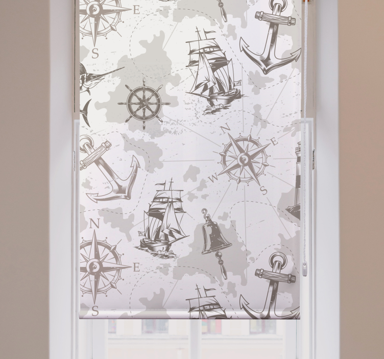 Nautical Exploration Motifs retro roller blind - TenStickers