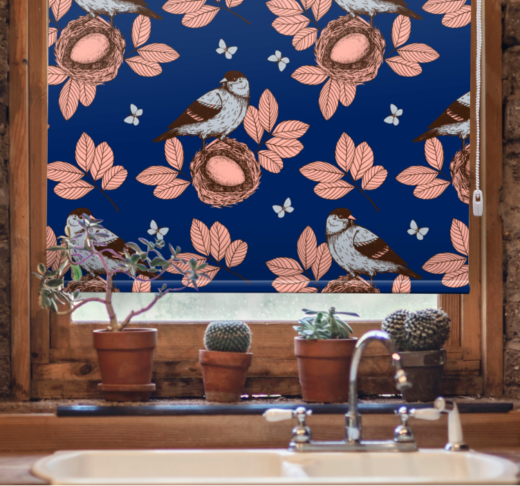 Nesting Birds and Leaves flowers and plants roller blind - TenStickers