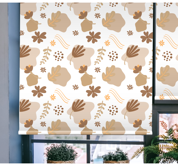 Organic beige pattern flowers and plants roller blind - TenStickers