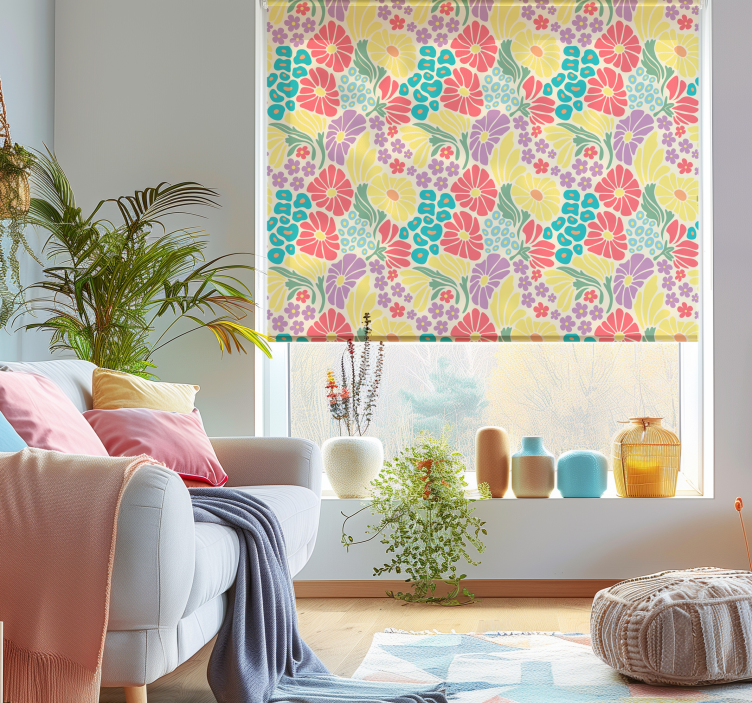 pastel flowers Living room blind - TenStickers