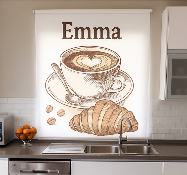 Personalised coffee design kitchen roller blind - TenStickers