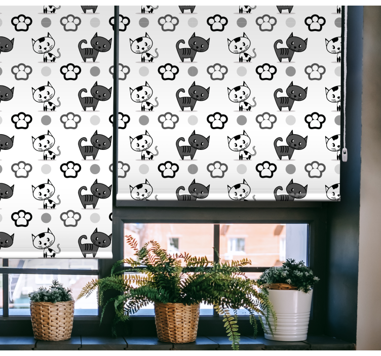 Grey and white cats animal roller blind - TenStickers