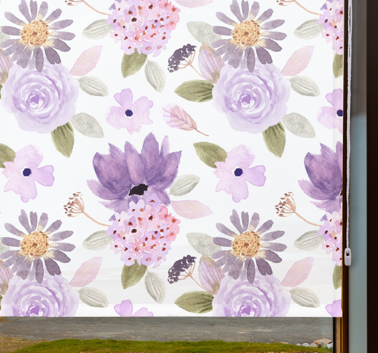 Purple Blooms Pattern flower roller blind - TenStickers