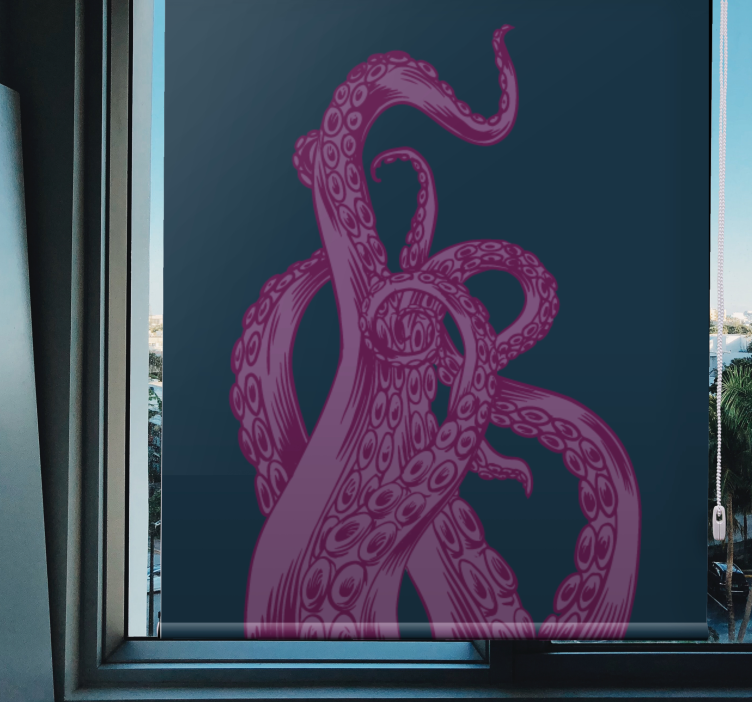 Purple octopus sea creatures Bathroom blind - TenStickers