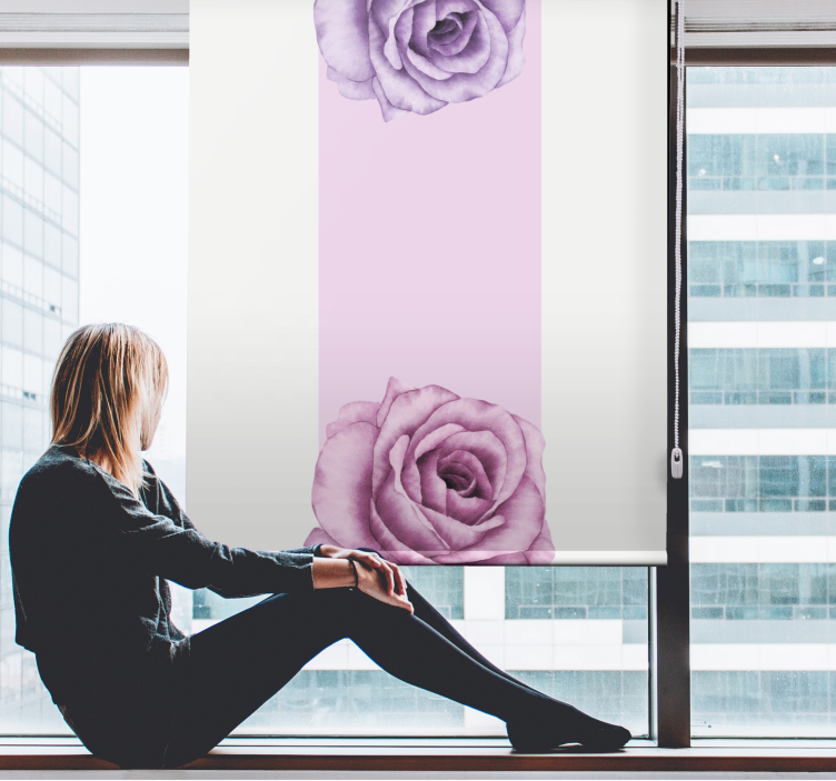 Purple Rose Accent flowers and plants roller blind - TenStickers