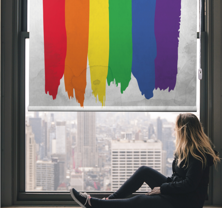 Rainbow brush stripes teenage bedroom roller blind - TenStickers