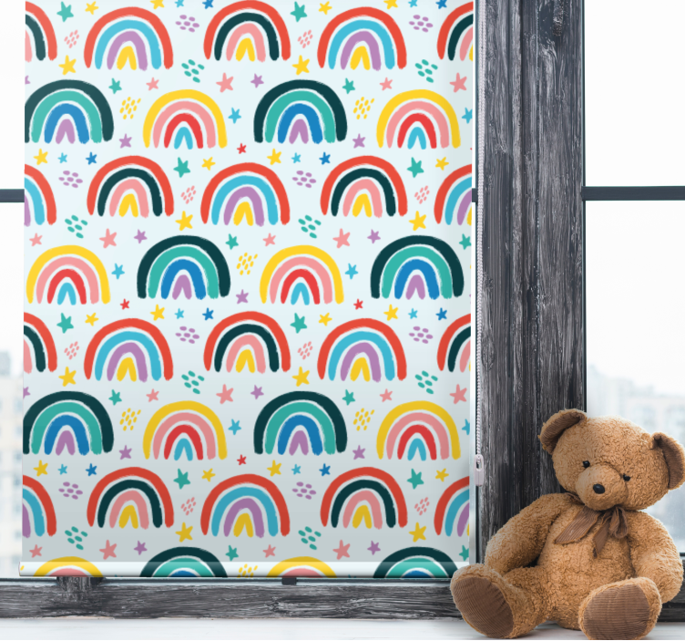 Blue rainbow patterns children room roller blind - TenStickers