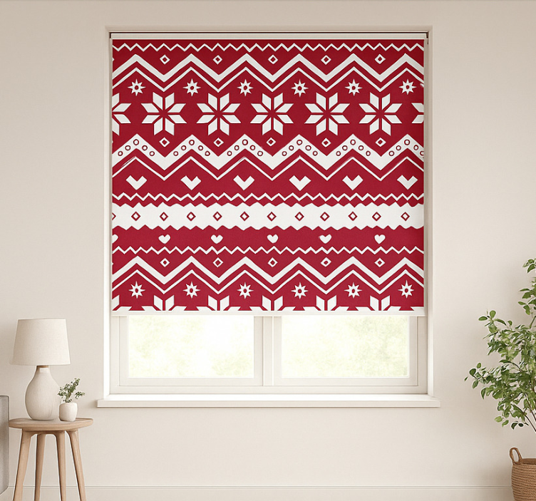 Red and white Christmas living room roller blind - TenStickers