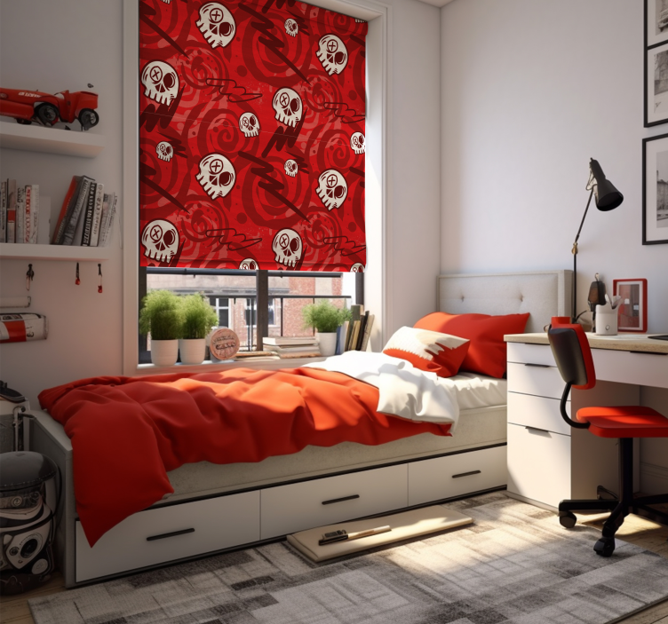 red graffiti with skulls Teen blind - TenStickers