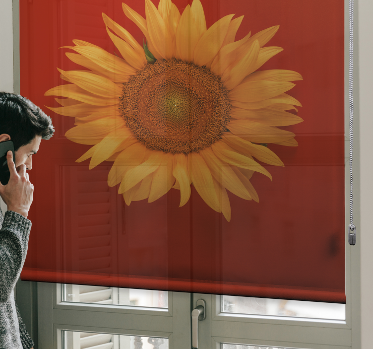 Red orange sunflower  Flower blind - TenStickers