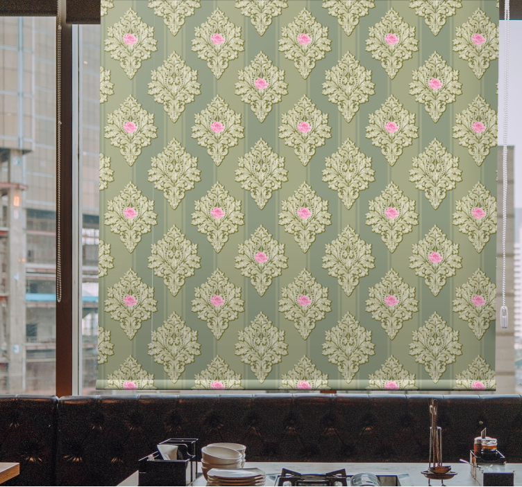 Retro botanical motif flower roller blind - TenStickers