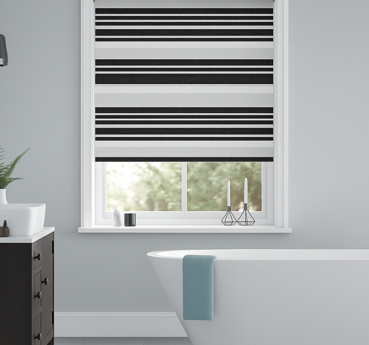 "Righe Bianco Nero" bathroom roller blind - TenStickers
