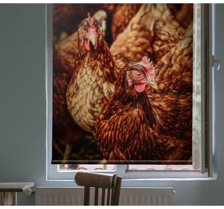 Rustic Farm Chickens animal roller blind - TenStickers