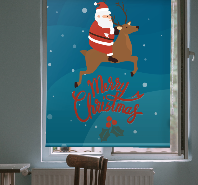 Santa Riding Reindeer original roller blind - TenStickers