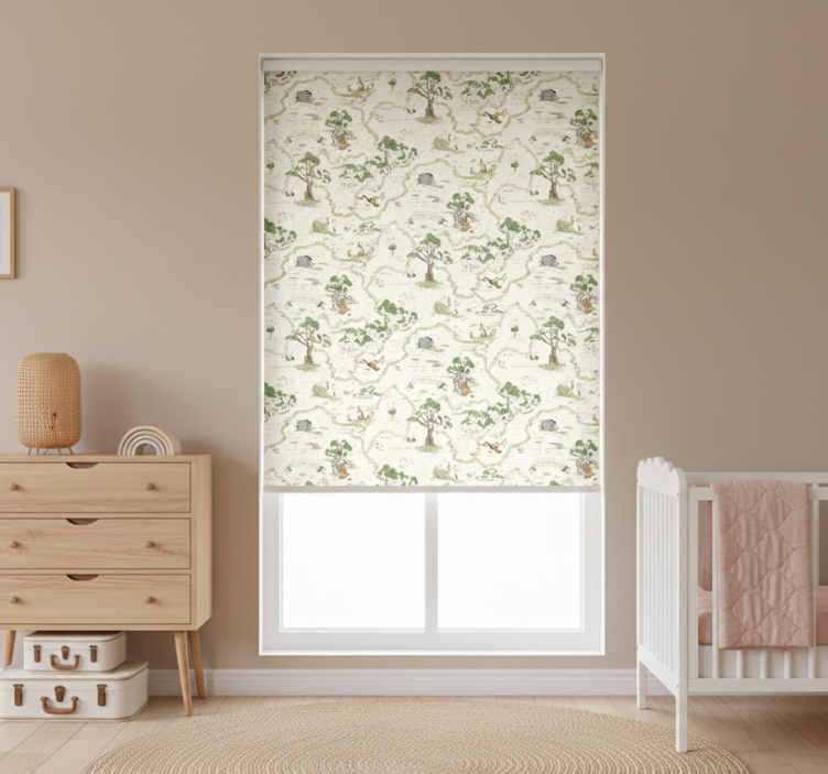 Scandinavian roller blind artsy abstract forest trees - TenStickers