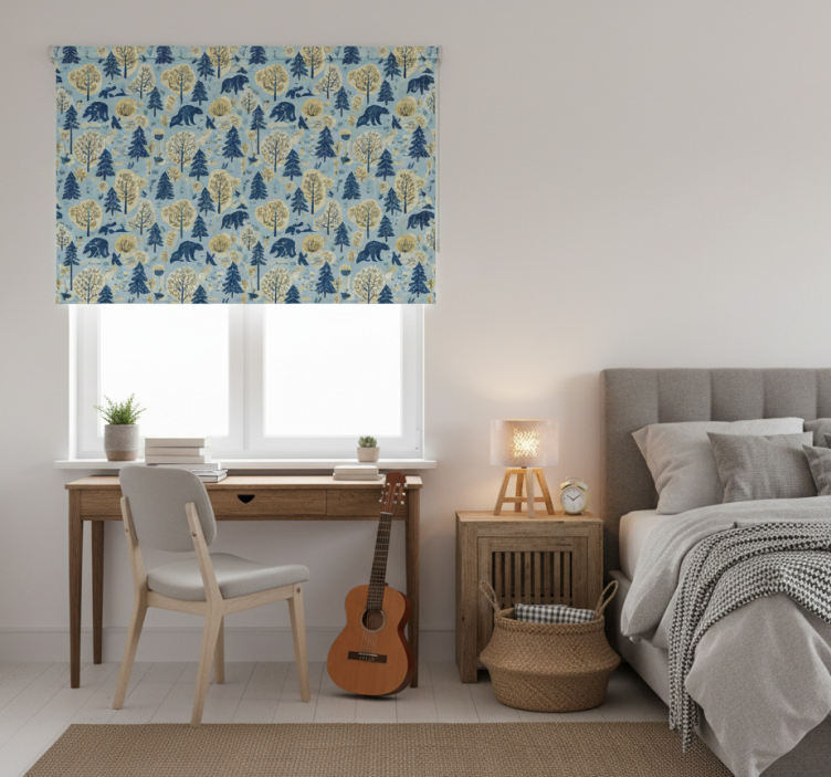 Scandinavian roller blind bear in scandinavian woods - TenStickers