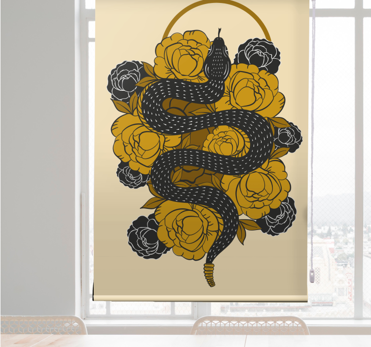 Snake Among Flowers animal roller blind - TenStickers