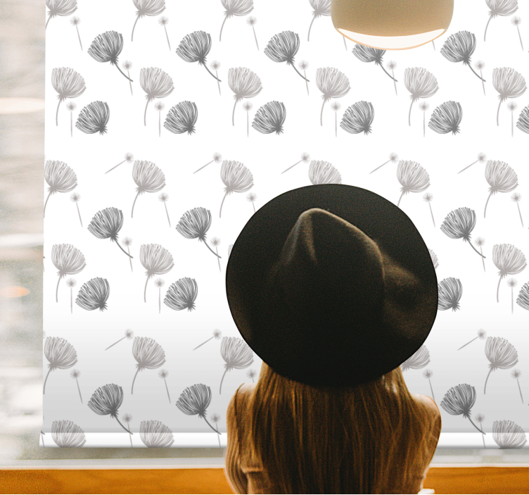 Soft grey pattern flowers and plants roller blind - TenStickers
