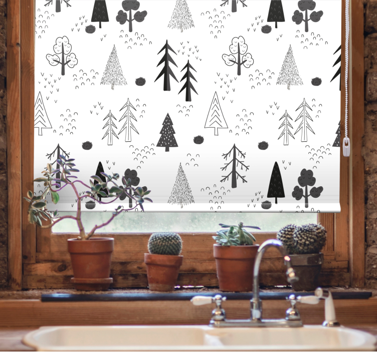 Stylised tree patterns scandinavian roller blind - TenStickers