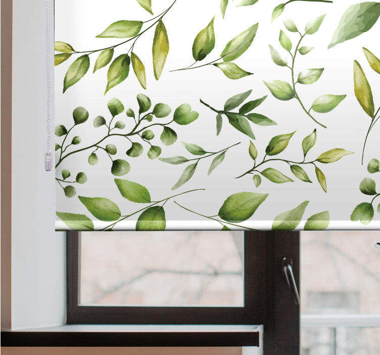 Stylish Greenery Pattern flowers and plants roller blind - TenStickers