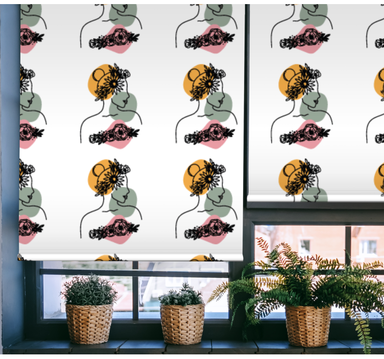 Stylized Floral Faces flower roller blind - TenStickers