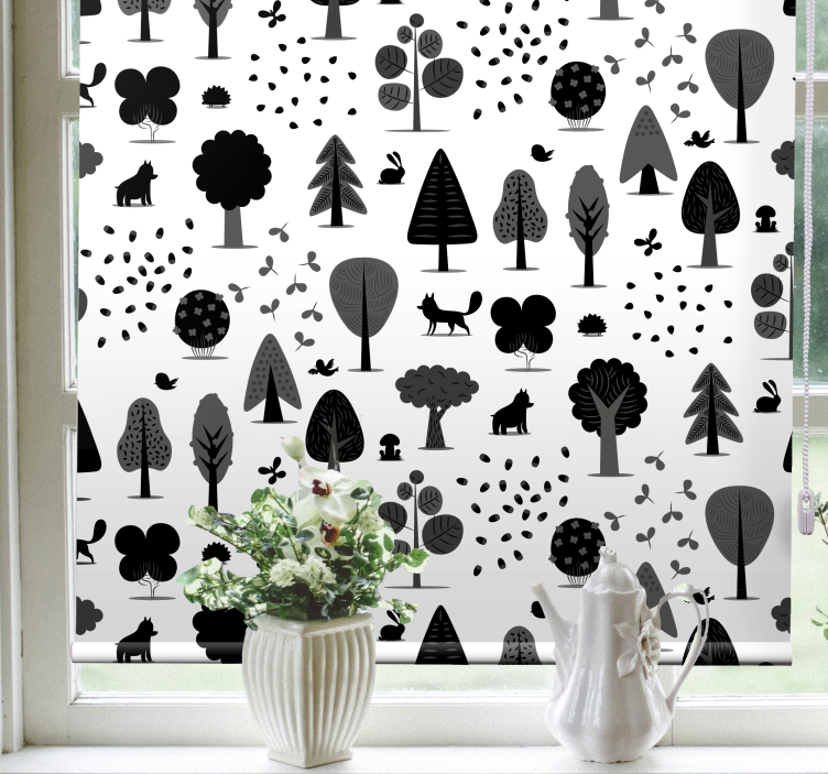 Stylised nature motifs scandinavian roller blind - TenStickers
