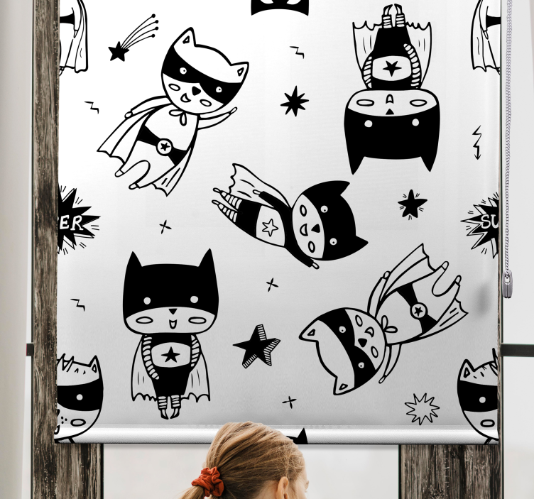 Superhero Cartoon Sketch children room roller blind - TenStickers