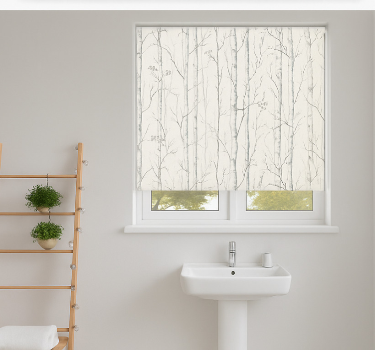 Swedish birch motif bathroom roller blind - TenStickers