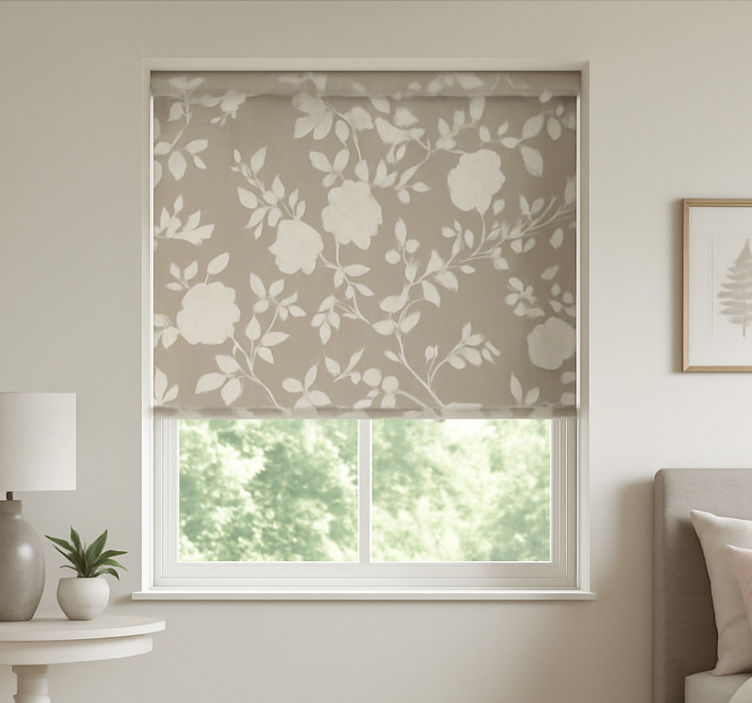Beige graceful flowers teenage bedroom roller blind - TenStickers