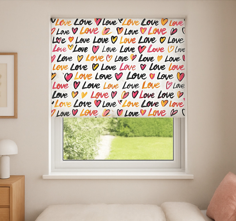 tekst ¨love love love¨ teenage bedroom roller blind - TenStickers