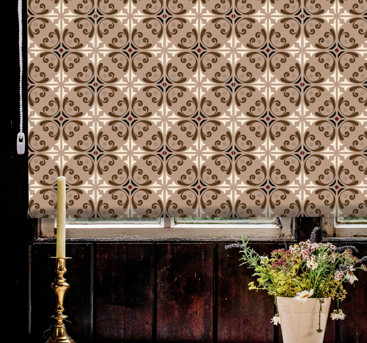 Texture and pattern roller blind in brown geometric design - TenStickers