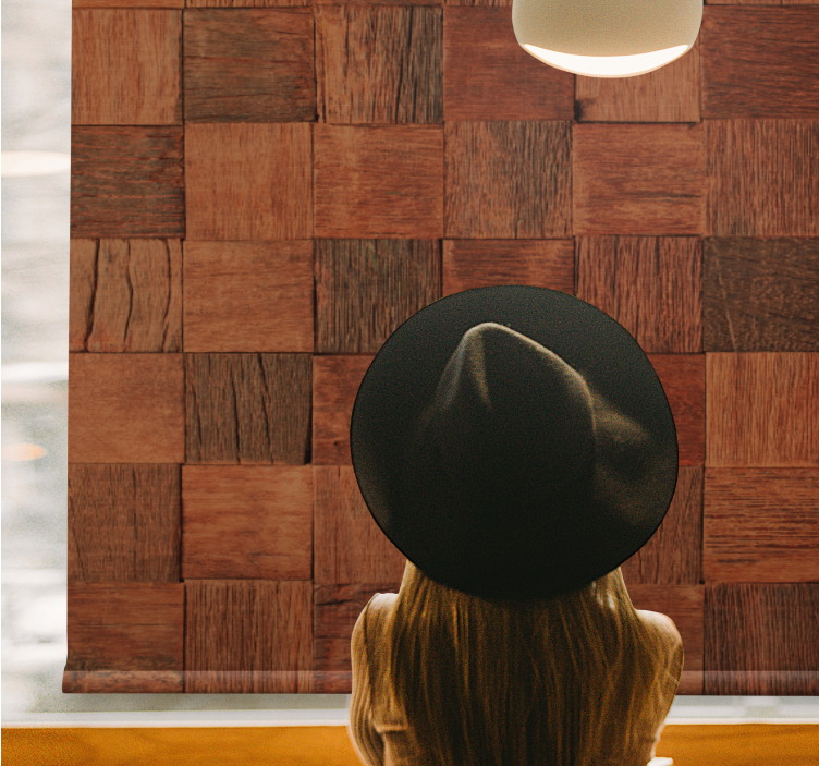 Squared wood panels texture and pattern roller blind - TenStickers