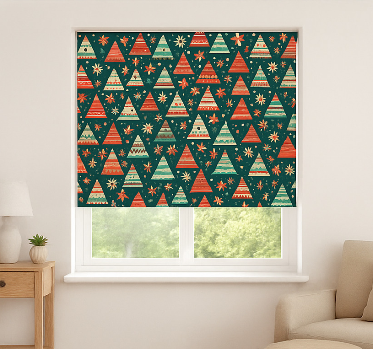 Red and green Christmas living room roller blind - TenStickers