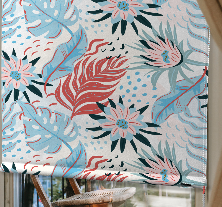Tropical Foliage Pattern flower roller blind - TenStickers