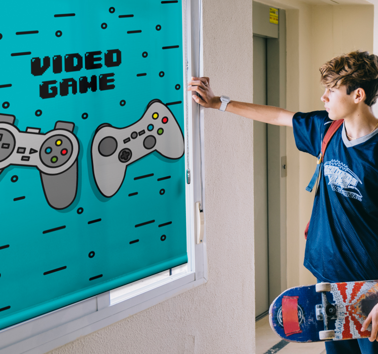 Two retro controllers Geek roller blind - TenStickers