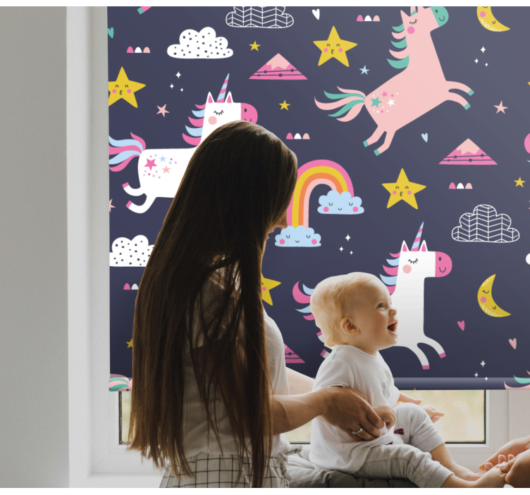 Unicorns and stars children room roller blind - TenStickers