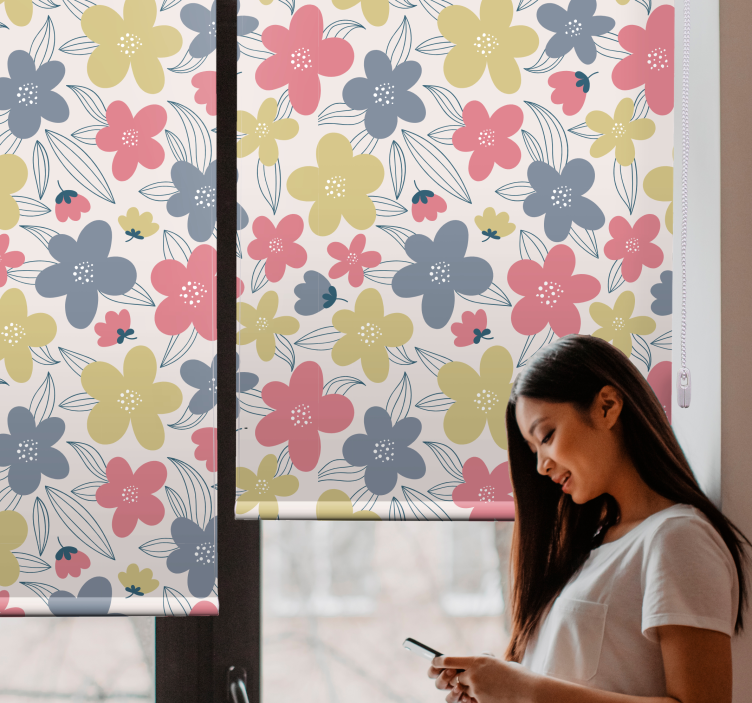 Vibrant Botanical Motifs flowers and plants roller blind - TenStickers