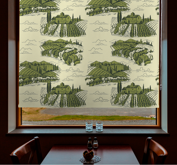 Vineyard landscape view flowers and plants roller blind - TenStickers